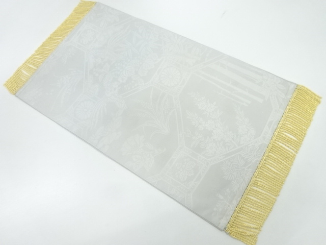 JAPANESE KIMONO / VINAGE TABLECLOTH / WOVEN PHOENIX & FLORAL PLANTS